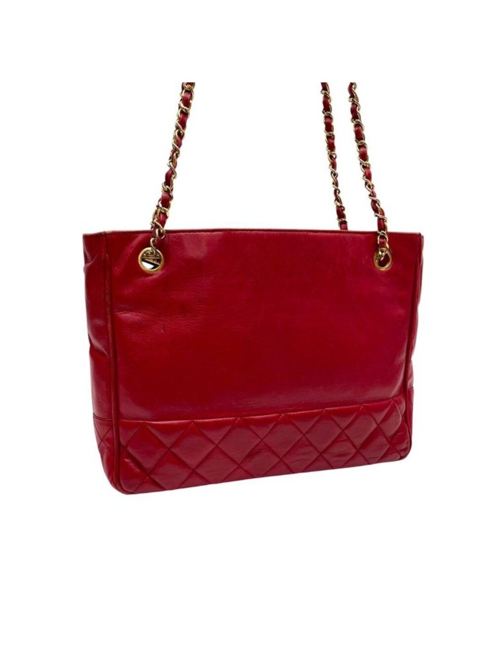 Chanel Quilted Lambskin Chain Shoulder Tote Red - Picture 3 of 10